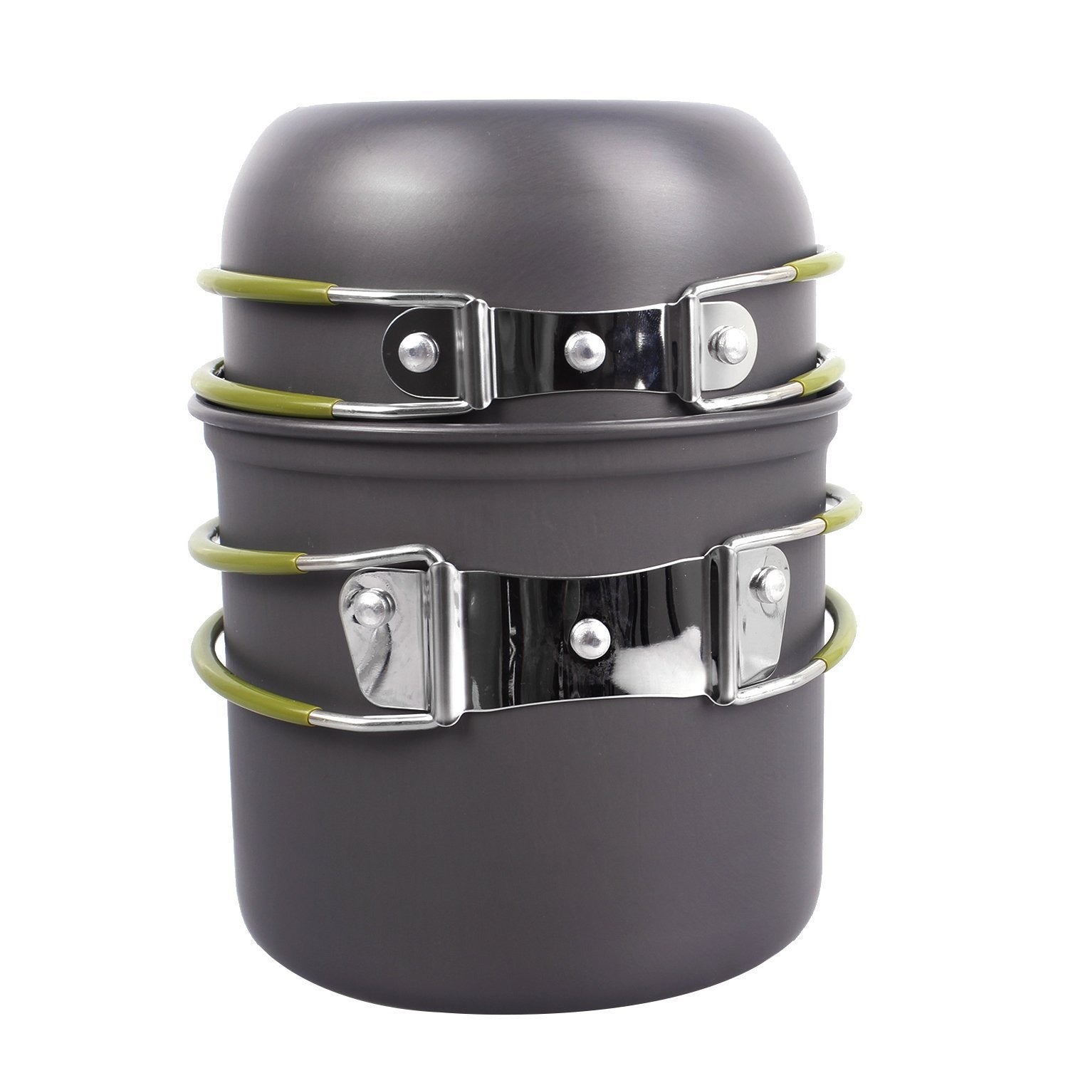 Portable Hard Anodized Aluminum Cookware Set, Three-Piece Outdoor Combo