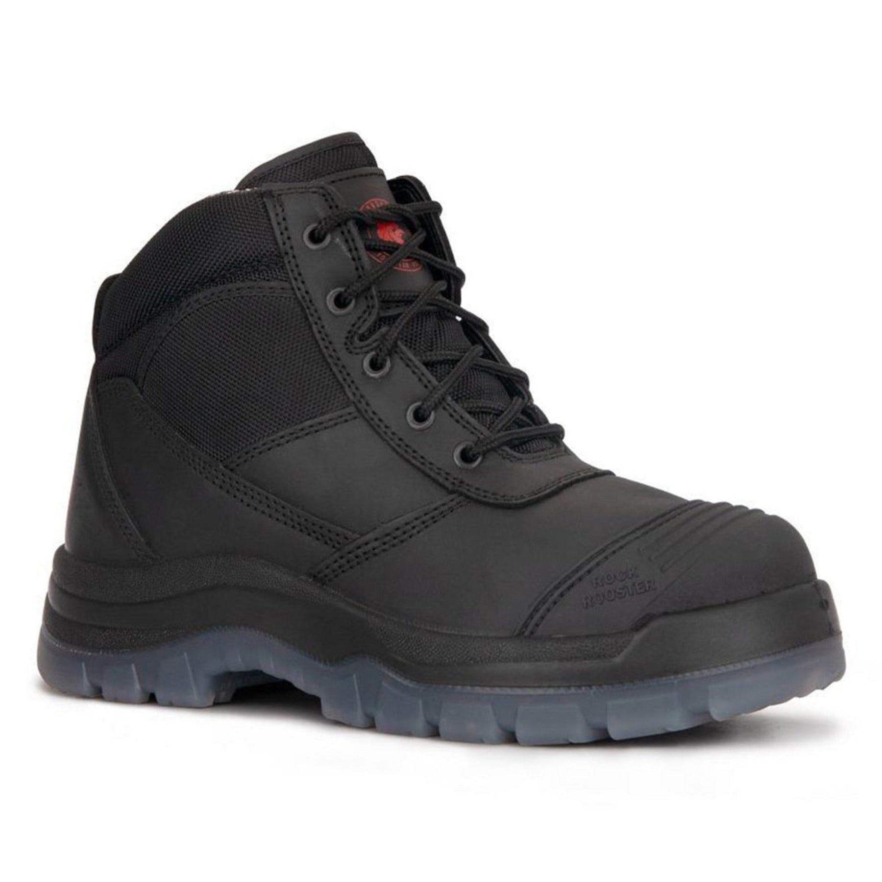 Crisson Black 6-Inch Leather Work Boots with Steel Toe Cap