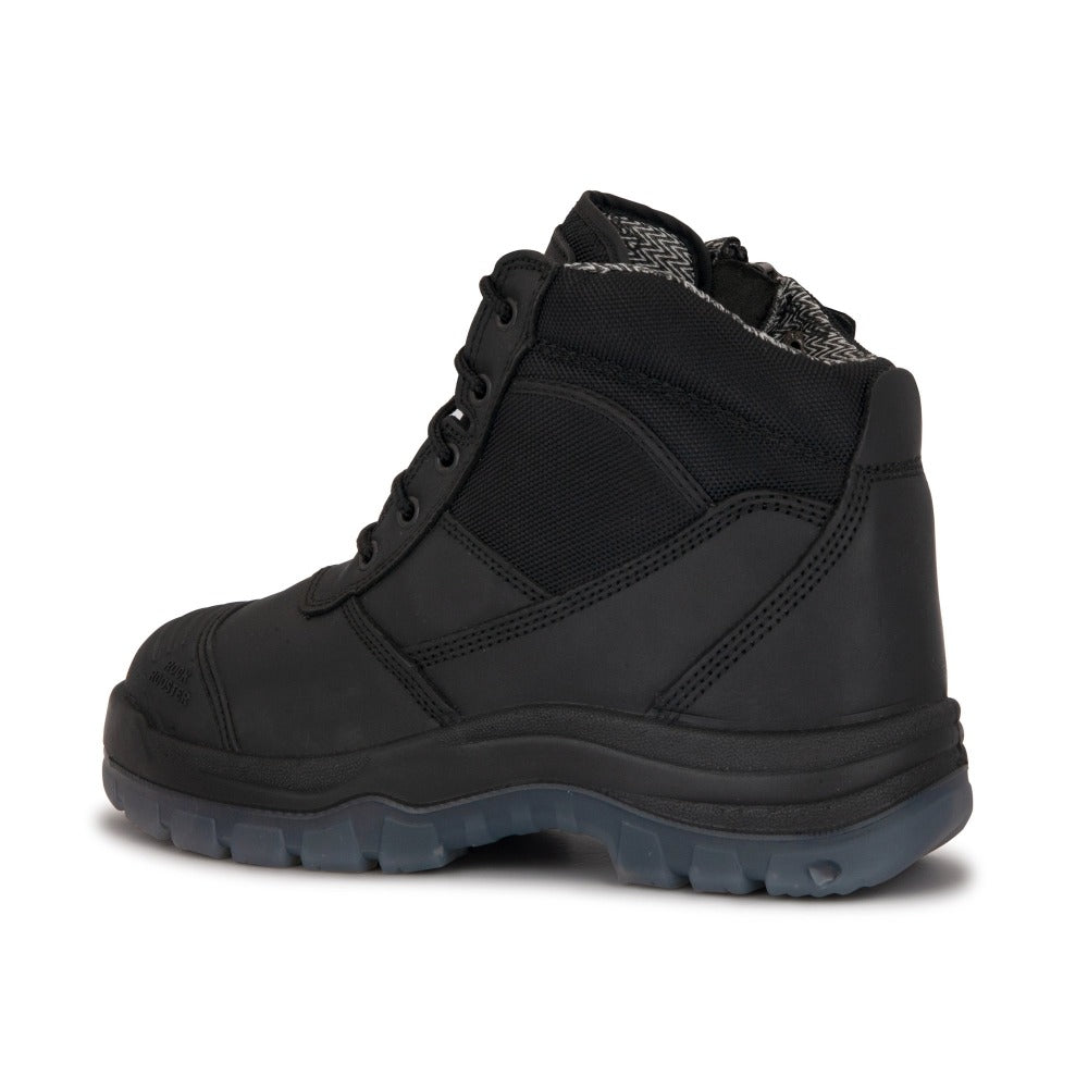 Crisson Black 6-Inch Leather Work Boots with Steel Toe Cap