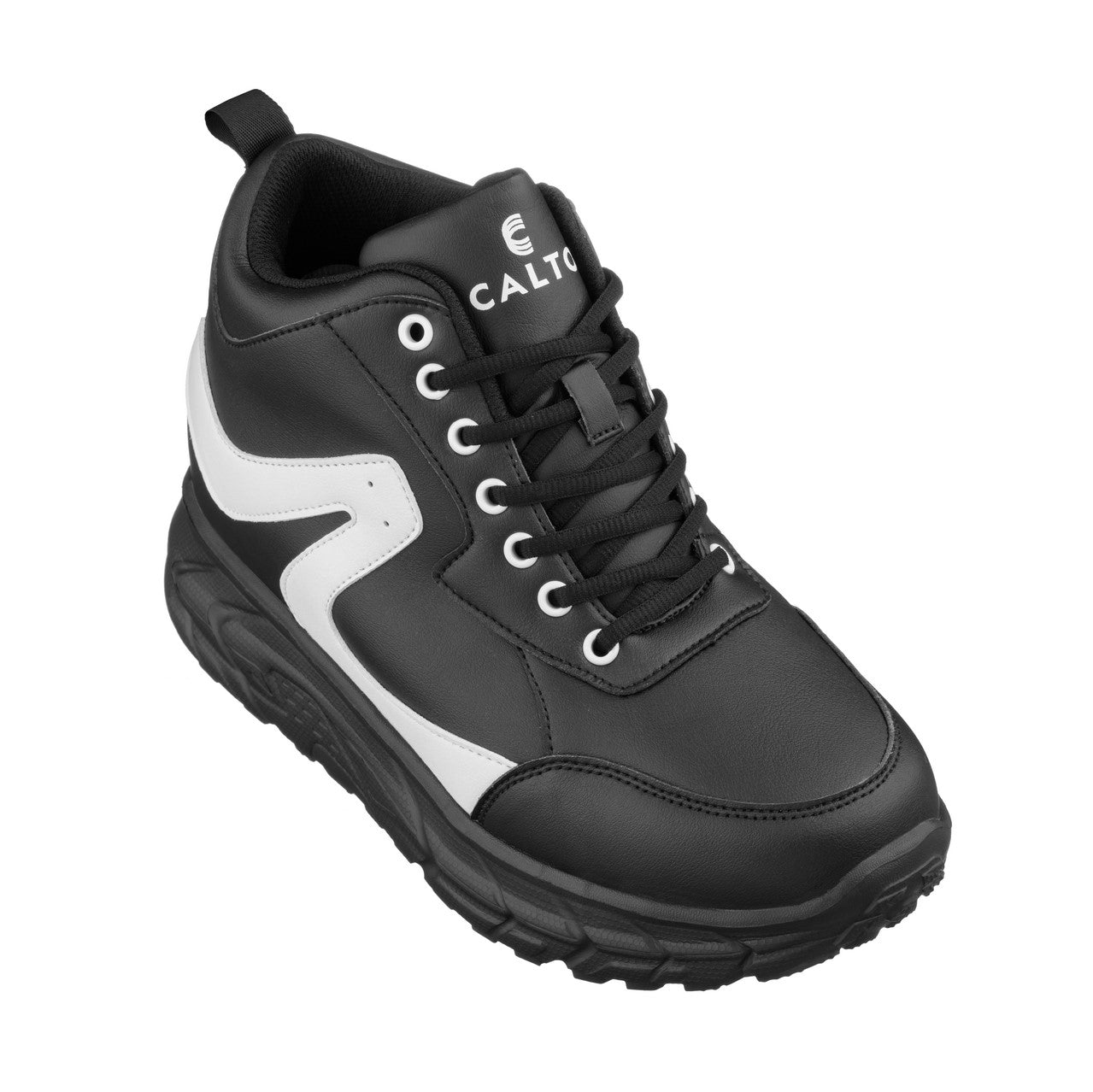 S22772 Black/White Hiking Boots, 4-Inches Taller Elevation Style