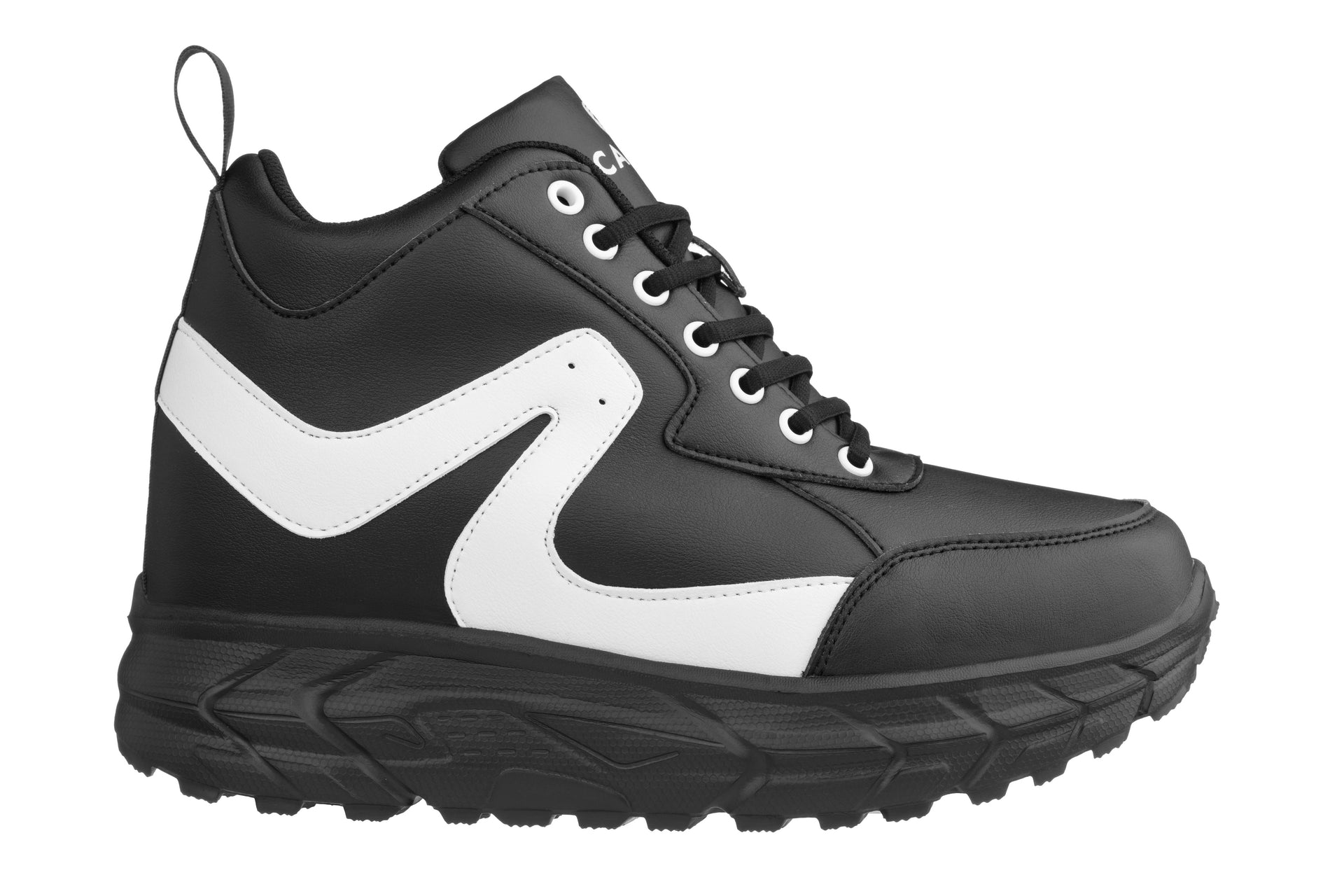 S22772 Black/White Hiking Boots, 4-Inches Taller Elevation Style