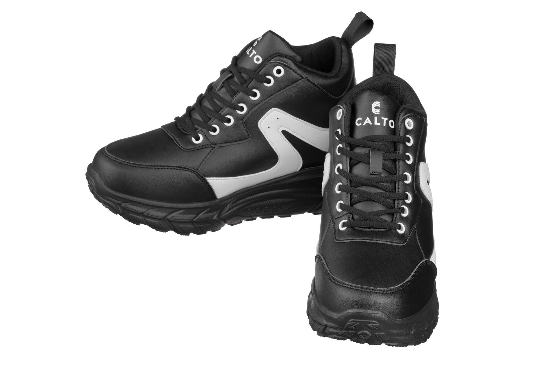 S22772 Black/White Hiking Boots, 4-Inches Taller Elevation Style