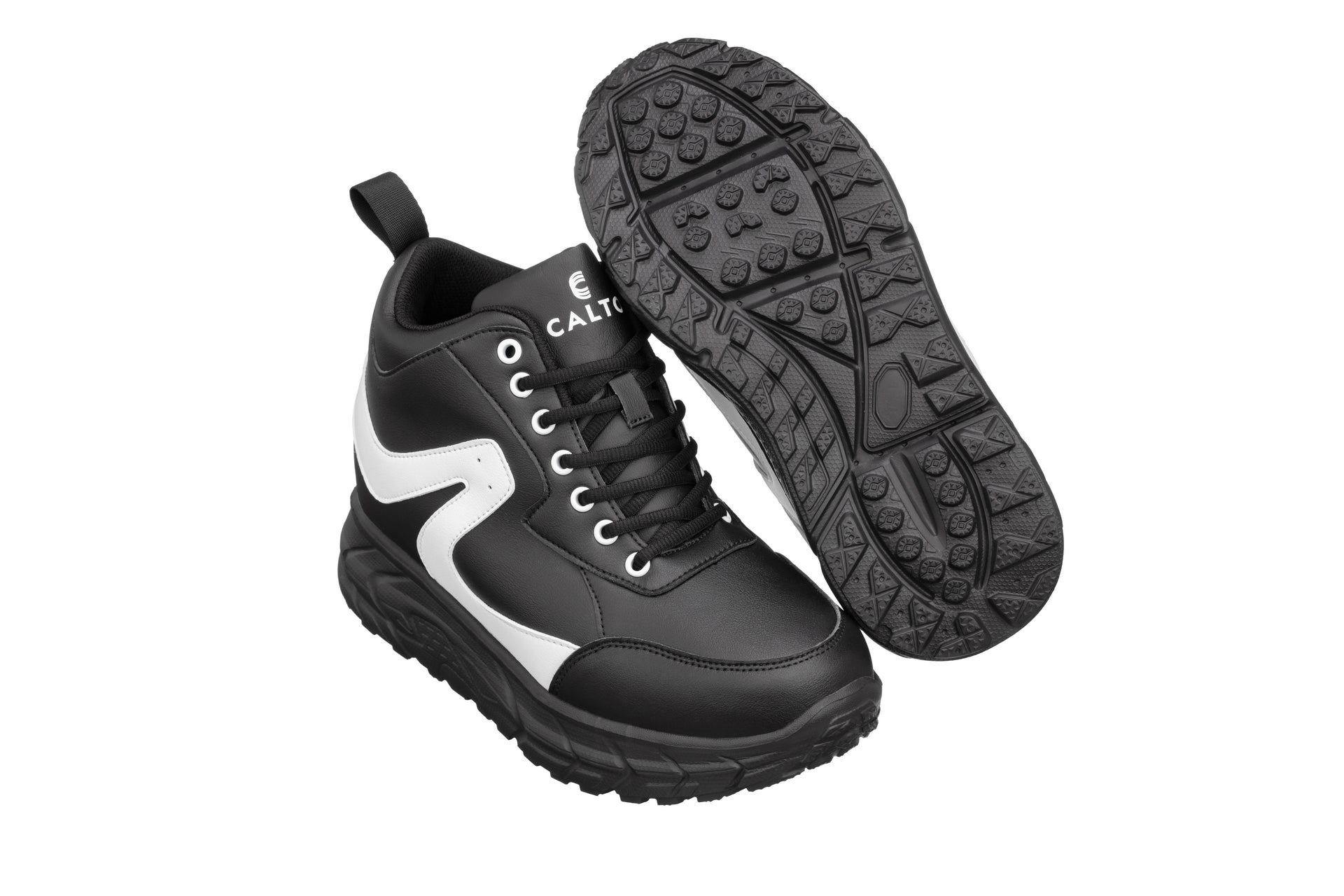 S22772 Black/White Hiking Boots, 4-Inches Taller Elevation Style