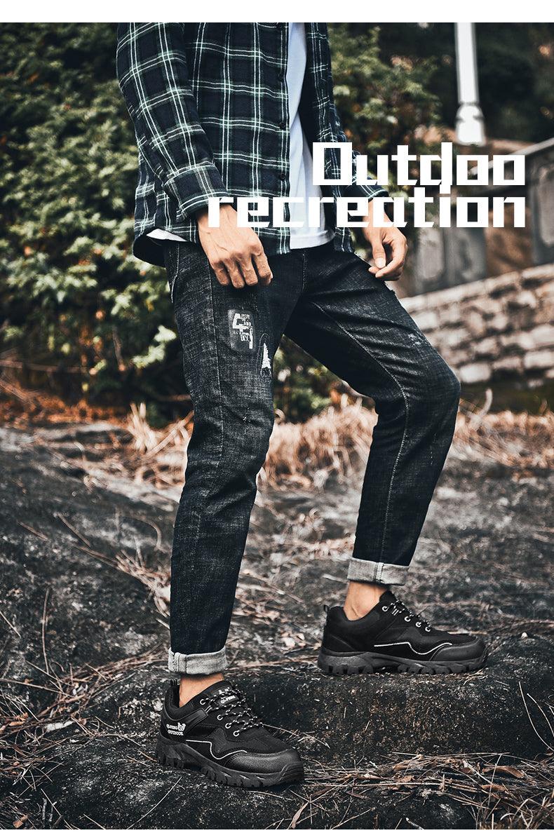 Men’s Outdoor Casual Hiking Shoes, Low-Cut Leather Walking Boots