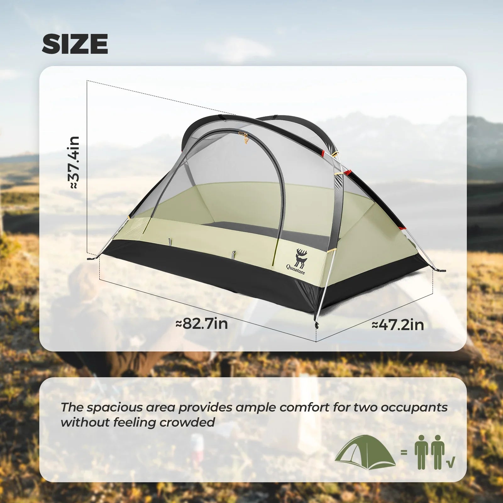 Lightweight Rainproof Camping Tent with Aluminum Poles, Easy Setup