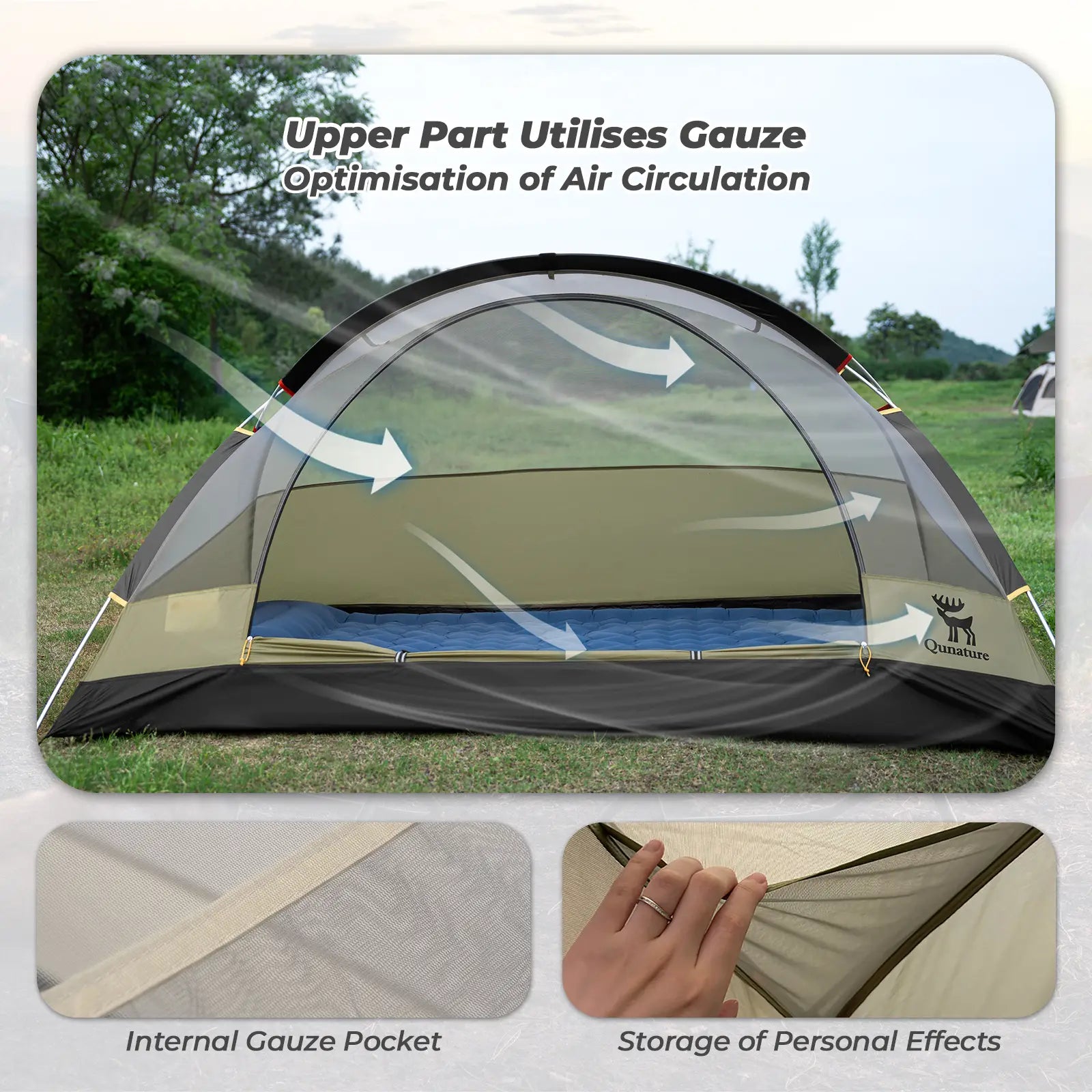 Lightweight Rainproof Camping Tent with Aluminum Poles, Easy Setup