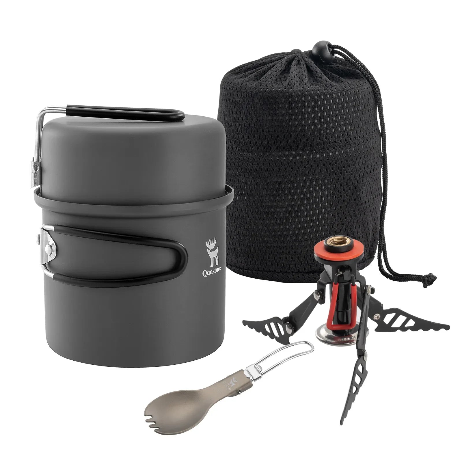 Ultra-Light Aluminum Camping Cookware Set with Nestable Handles for Outdoors