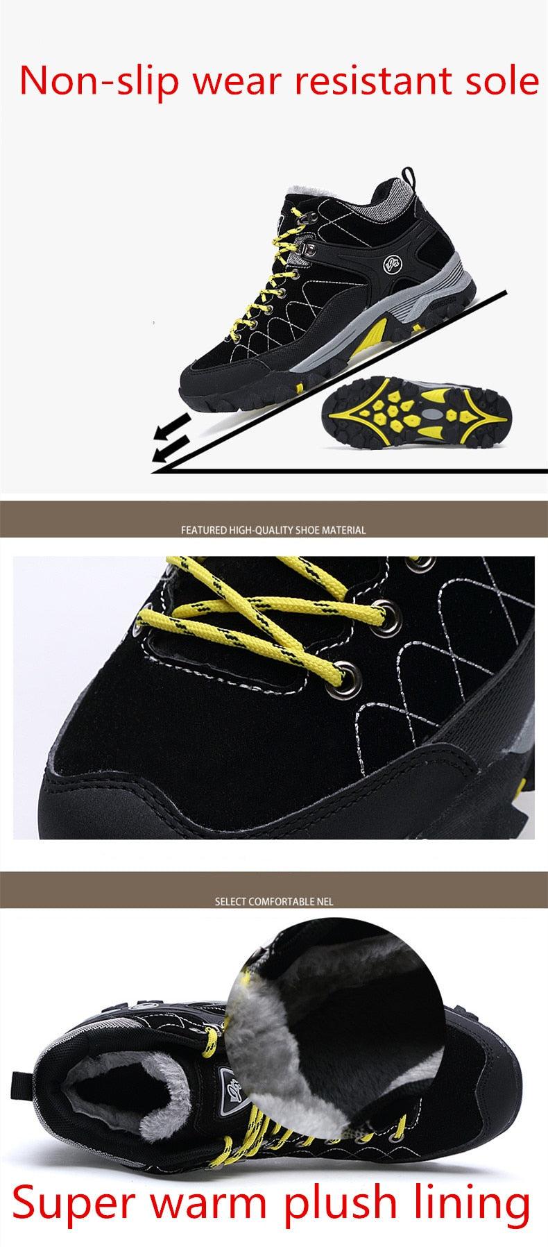 Men’s Soft Black Winter Boots, Fur-Lined, Warm and Non-Slip